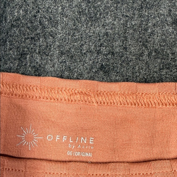 Offline Stylish Coral Ribbed Crop Top - Picture 3 of 7